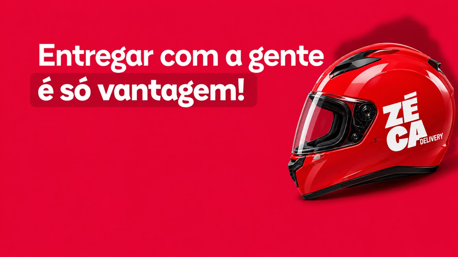 Entregar com a gente é só vantagem! Capacete vermelho do Zéca Delivery